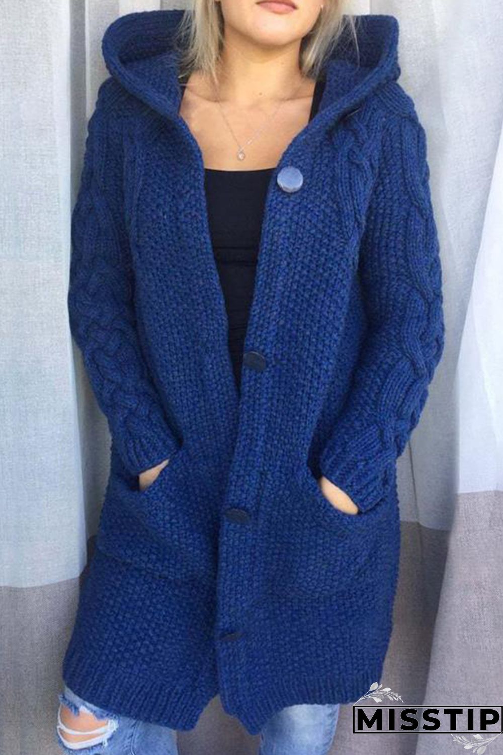 Khaki Casual Solid Cardigan Hooded Collar Outerwear