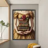 Girl Holding A Book-14CT Stamped Cross Stitch 45*60cm/17.72*23.62in(Big Size) tapestrymarket