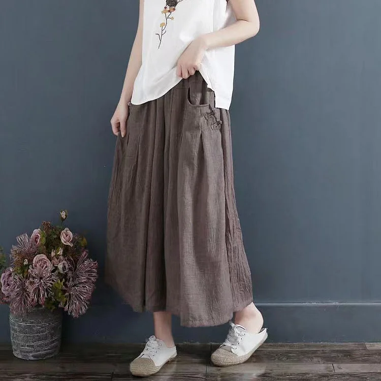 Vintage Oversize Frog Pocket Cotton Linen Comfy Pants