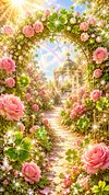 Luxury AB Velvet Diamond Painting Kit - Rainbow Clover Garden