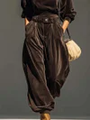Vintage brown velvet hoodie and loose-fitting trousers set（Includes belt）