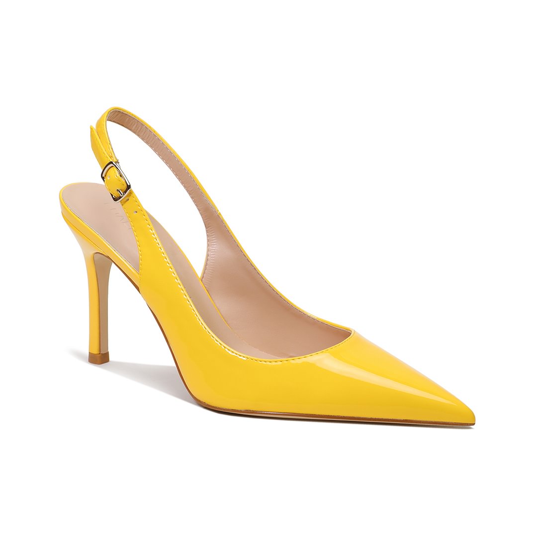 90mm Mid Heels for Women Slingback Pumps Sandals Pointed Toe Pumps -MERUMOTE