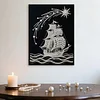 DIY Pearl Painting Boat for Home Wall Decor with Frame(40x30cm)