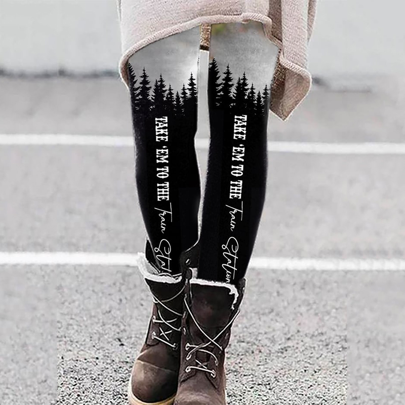  Women's Western Print Casual Tight High Stretch Leggings Westsshops