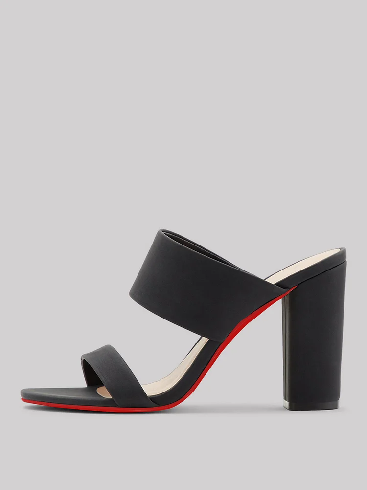90mm Women's Chunky Heel Sandals Open Toe Mules Red Bottom Summer Shoes