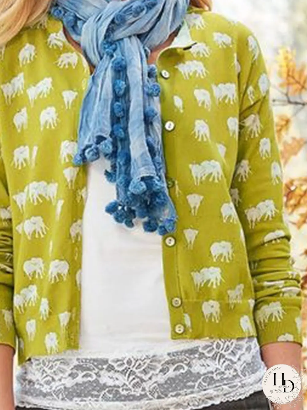 Women Vintage Winter Printed Polyester Mid-weight Micro-Elasticity Plus Size Loose Crew