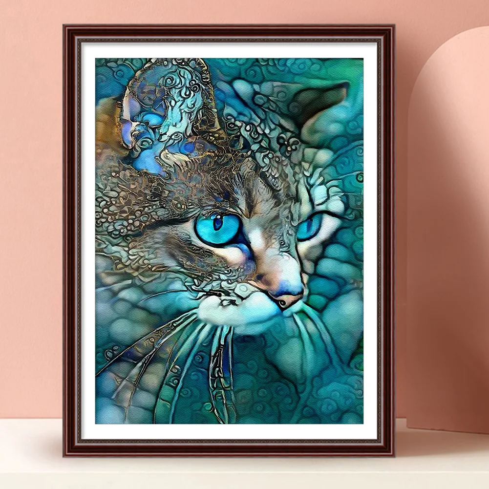 Diamond Painting - Full Round Drill - Blue Cat