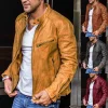 Fashionable Stand Collar Motorcycle Men's PU Leather Jacket