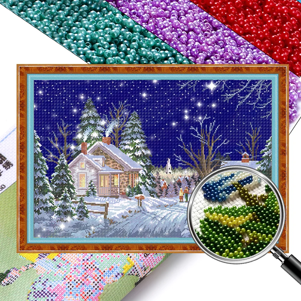 [Bead Embroidery] - 9CT Full Stamped Cross Stitch - Christmas Eve (73*53CM)