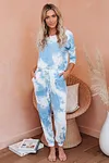 Tie-dye Printed Long-sleeved Trousers Split Casual Suit