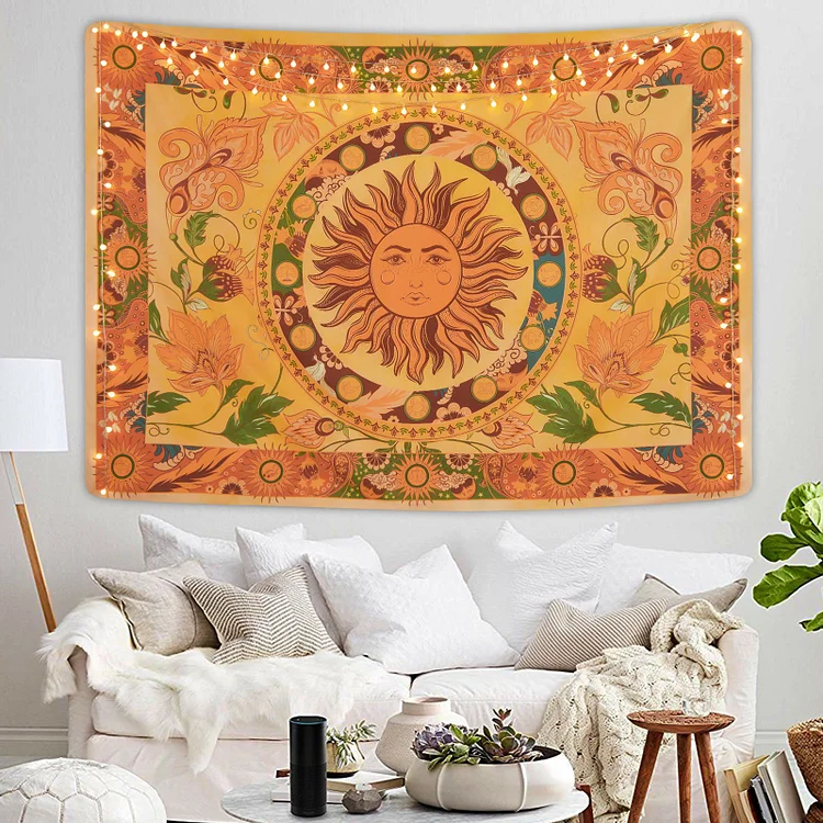 Olivenorma Burning Sun Flower Vines Floral Tapestry