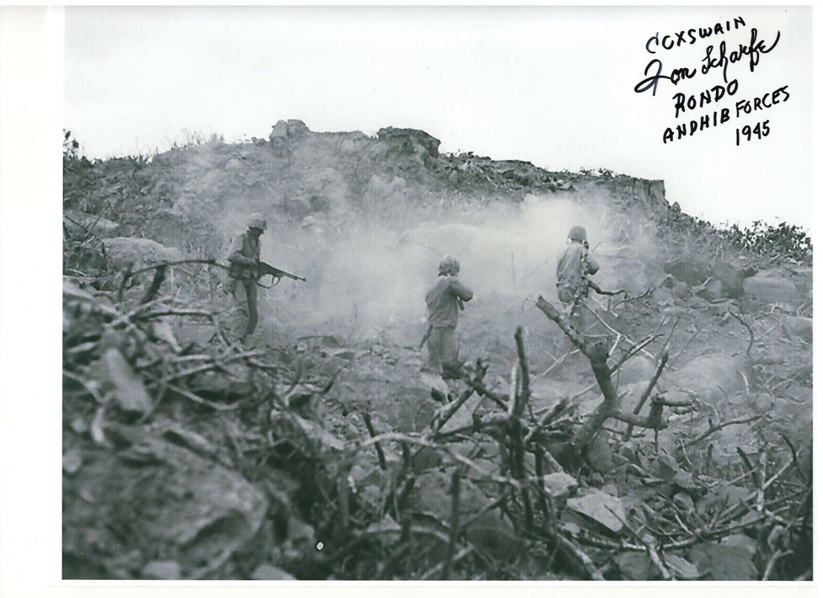 RON SCHARFE US NAVY COXSWAIN IWO JIMA NAVY COXSWAIN RARE IWO JIMA SIGNED Photo Poster painting