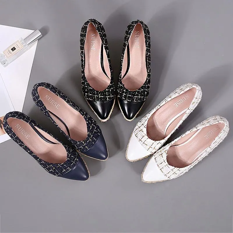 2021 New Wedges High Heels For Women's With Lattice Pointed Hemp Rope Weaving Single Shoes
