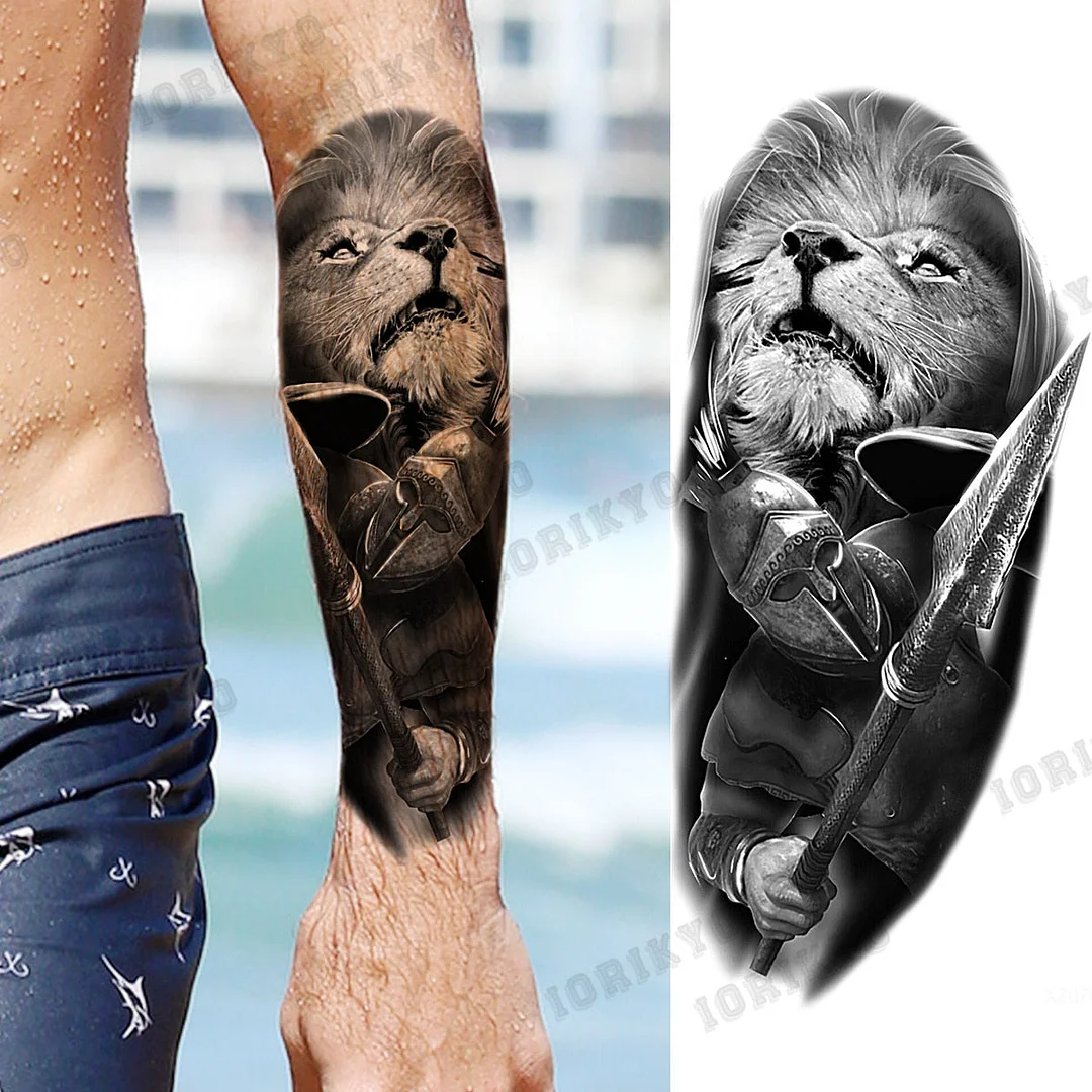 Black Devil Vampire Arm Temporary Tattoos For Women Adult Skull Lion Crown Compass Fake Tattoo Washable Body Art Painting Tatoos