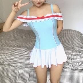 Blue Japanese Cute Belle Dance One Piece Swimsuit SP1812061