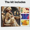 (Framed)Diamond Painting -DIY Round Drill Retro Girl with Frame(25x25cm)
