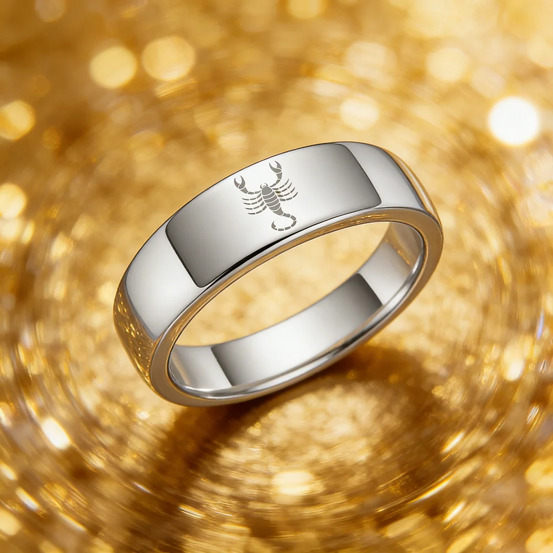 Wedding Fashion Sliver Scorpio Tungsten Rings and Flat Edge Comfort Fit for Mens and Womens 4MM 6MM 8MM