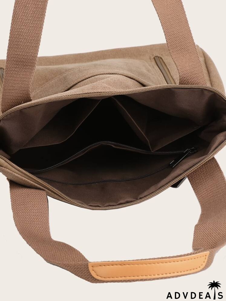 Patch Detail Shoulder Tote Bag