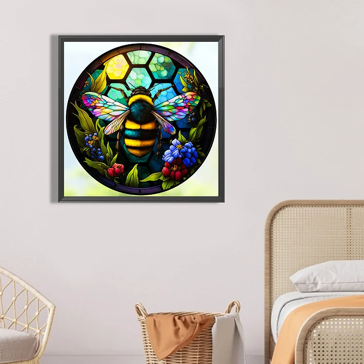 Buzzing Bee Stained Glass Official Diamond Painting Kit, Diamond Art