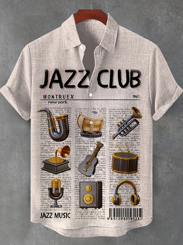 Men's Jazz Music Musical Instruments Art Print Shirt