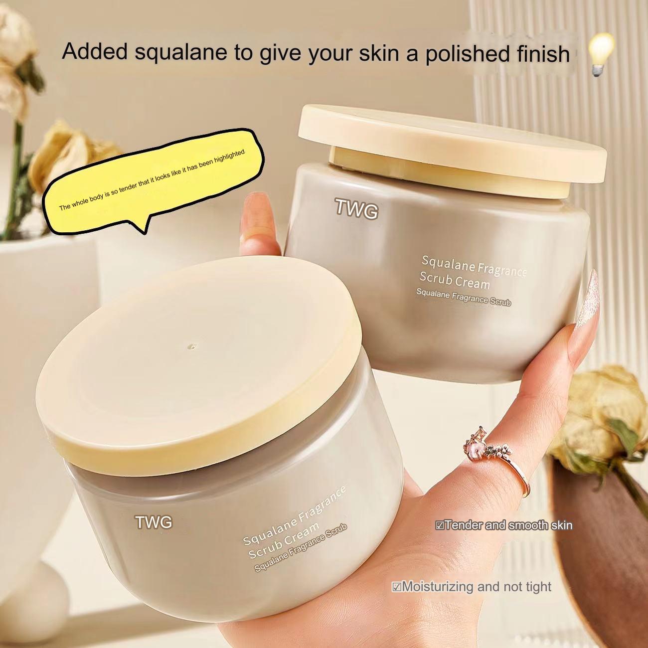 Squalane fragrance scrub 250g body cleansing, hydrating, exfoliating body scrub Bath supplies (shampoo, conditioner, soap, hair oil and all other bath products) Cosmetics (foundation, eye shadow, eyeliner, perfume, manicure and other cosmetics) Skin care products (moisturizing lotions, facial cleansers, sunscreens, facial cleansers, aromatherapy, essential oils and other skin care products for various parts of the body) OEM customization (outer packaging, bottle body, fragrance, capacity, material, and LOGO can all be customized) wholesale, factory direct sales, affordable prices, low, medium and high quality are your choice, welcome to consult