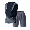 Men's Loose-Fit Casual Hooded Vest And Shorts Athletic Set by Inlyline