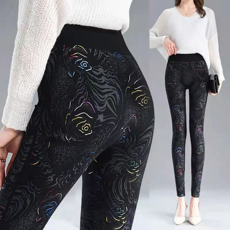 New Spring Pants Women Black Elastic Waist Leggings Sex Fashion Spandex Seamless Push Hip Booty Lifting Slim Print Legging Mujer