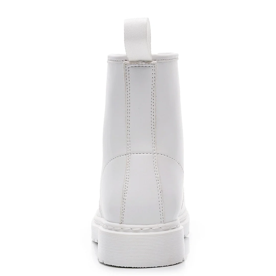 2022 Fashion Women Martin Boots GENUINE LEATHER White Ankle Boots Female Casual Punk Shoes Plus Size Man Motorcycle white Boot
