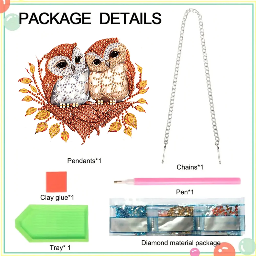 DIY Autumn Owl Special Shape Diamond Painting Hanging Pendant