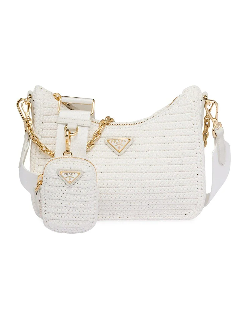 Prada Re-edition 2005 Raffia Bag white