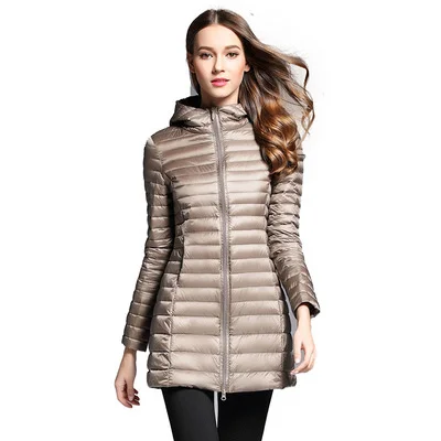 Woherb 2024 New Autumn And Winter Light Down Jacket Female Long Plus Size Hood Slim Plus Plus Size Coat-Outfit Ideas