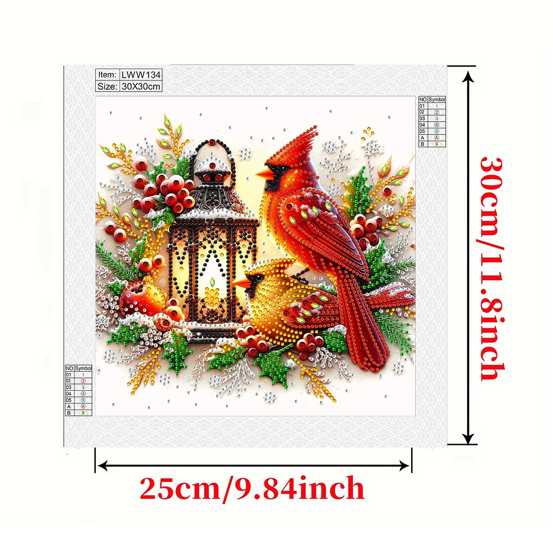 Cardinal Lantern - Partial Special Shaped Drill Diamond Painting Kits (Canvas|30*30cm)