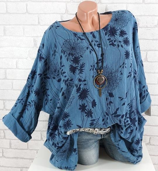 plus size casual long sleeve leaves printed o neck t shirts p97832
