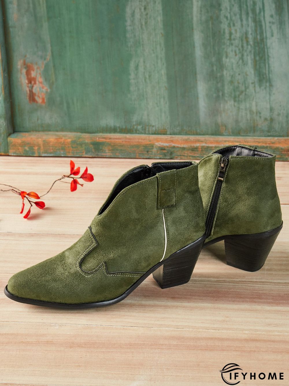 Bohemian mid-heeled pointed booties | IFYHOME