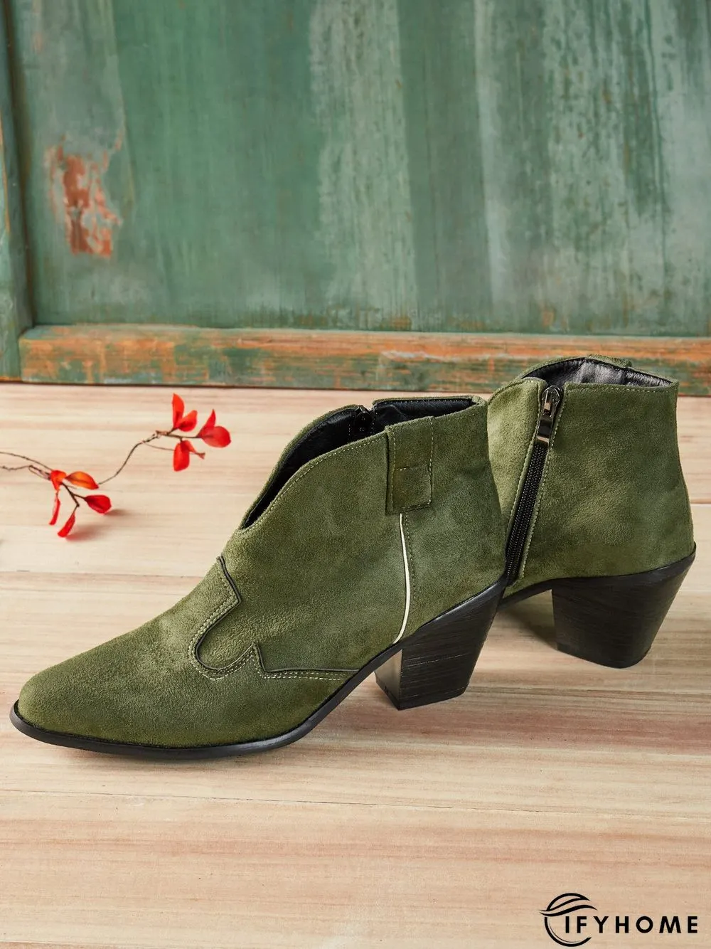 Bohemian mid-heeled pointed booties | IFYHOME
