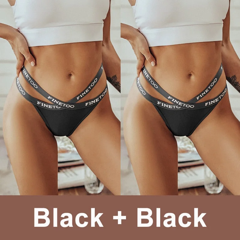 2PCS/Set Cotton Panties Women's Lingerie Sexy Underwear G-string Briefs Female Underpants Pantys Girls Tangas Thong Panties
