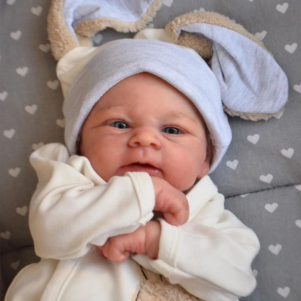 [NEW2023]17.5”Cute Dylan White Brown Hair Boy Cloth Body Reborn Baby Doll