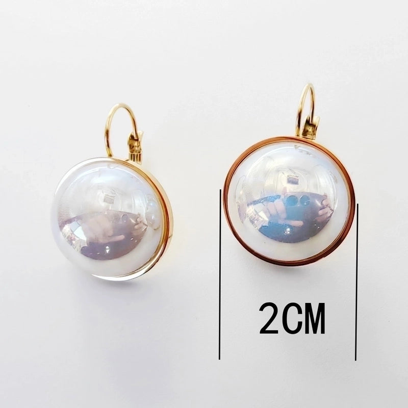 1 Pair Elegant Round Heart Shape Plating Inlay 304 Stainless Steel Titanium Steel Acrylic 14K Gold Plated Earrings