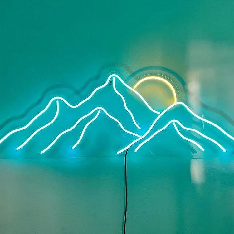 Custom Mountains Led Neon Sign Sunrise Home Decor Sunset Wall Art Game Bedroom Bar Decor