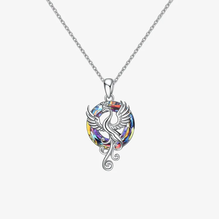 S925 The Fire inside Me  Burns Brighter  than the Fire around Me Flying Phoenix necklace
