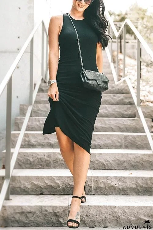 U Neck Sleeveless Bodycon Dress