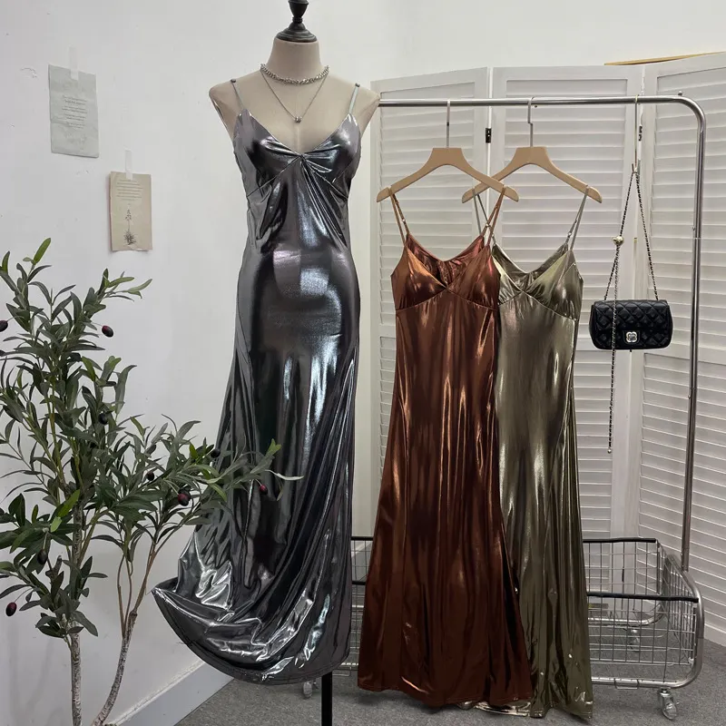 Brownm Picts Hottie Liquid Metallic Sling Dress Bag Pupama Long Skirt With Chest Cushion Dress Dress 8876