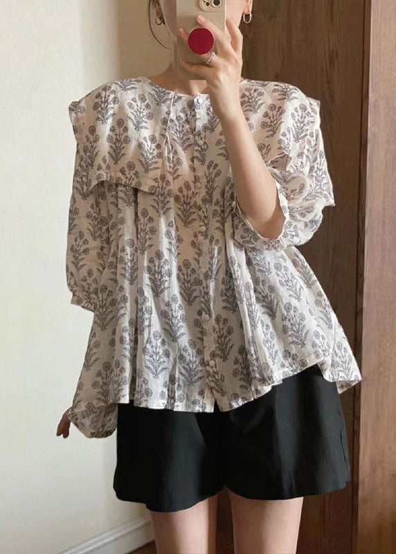 VCSHOES Print Button Cotton Thin Shirt Bracelet Sleeve