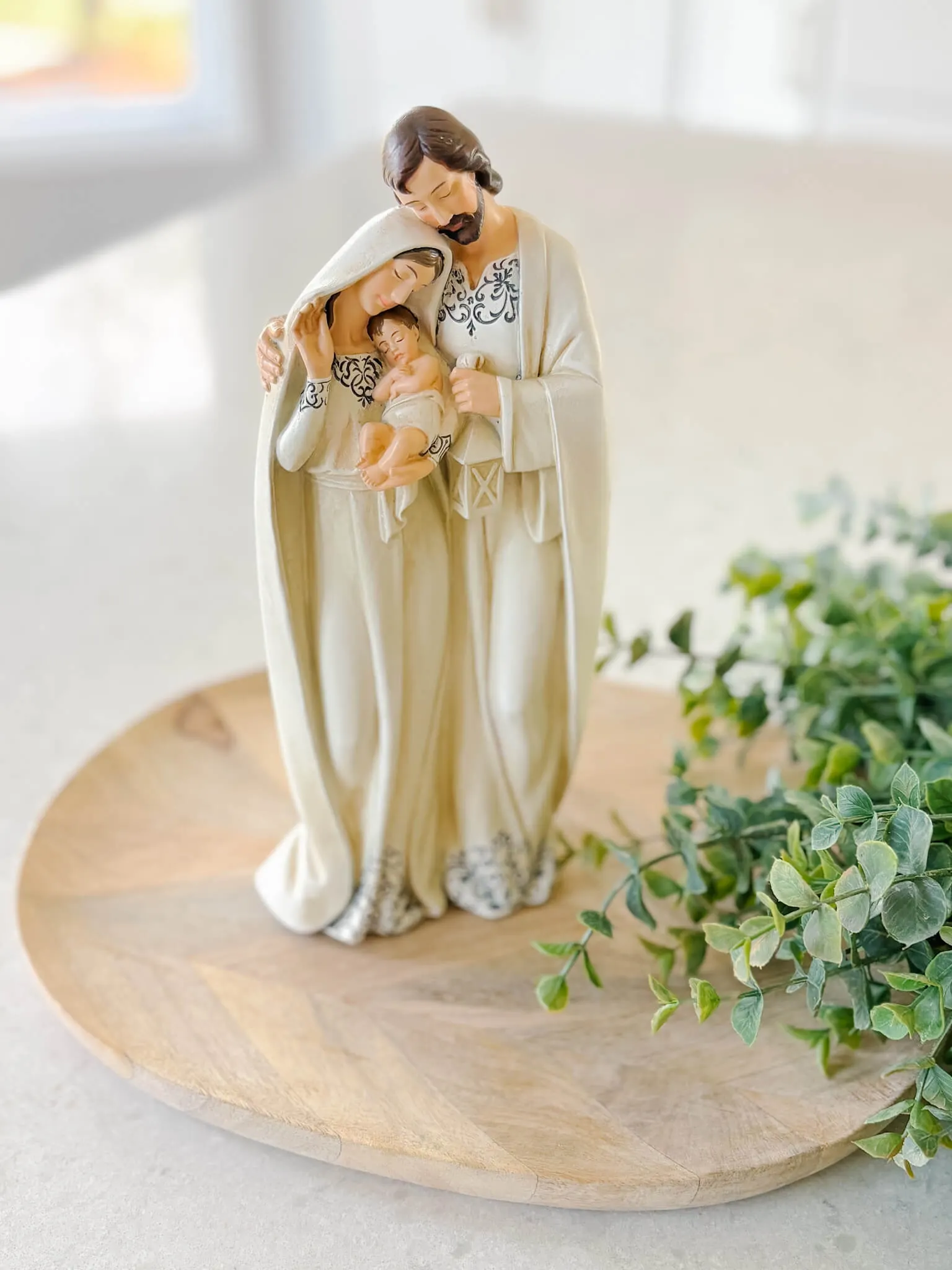 Holy Family Statue - Ivory & Blue
