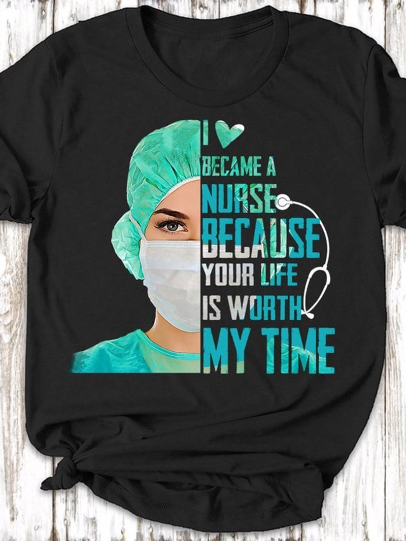 Nurse Letters Fashion Print Short-sleeved T-shirt