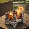 Mini Glass Observation Stand Portable Folding Outdoor Wood Stove Incense Burner