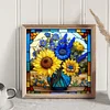 >SALE<Full Embroidery cotton 14CT Print Stain Glass Sunflower Cross Stitch 40x40cm