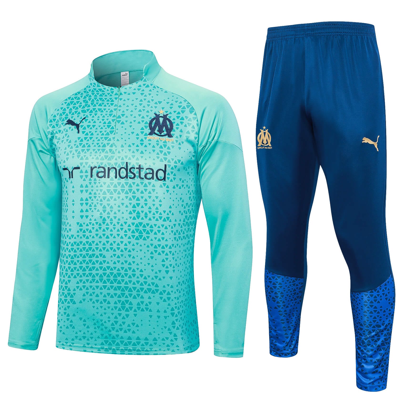 2023/2024 Olympique de Marseille Half-Pull Training Suit Blue Football Jersey mysite
