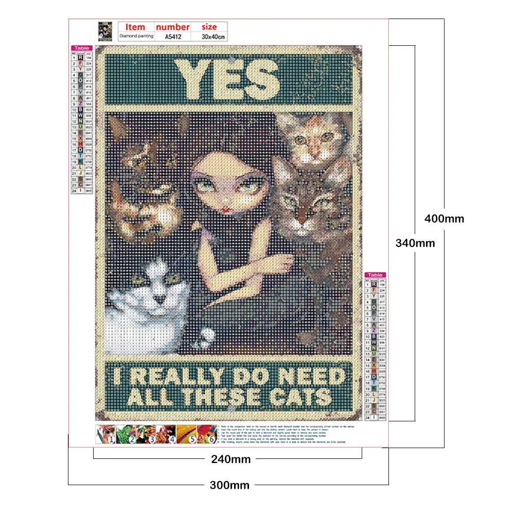 Diamond Painting - Full Round/Square Drill - Big Eyes Doll Letters(30*40 - 50*60cm)