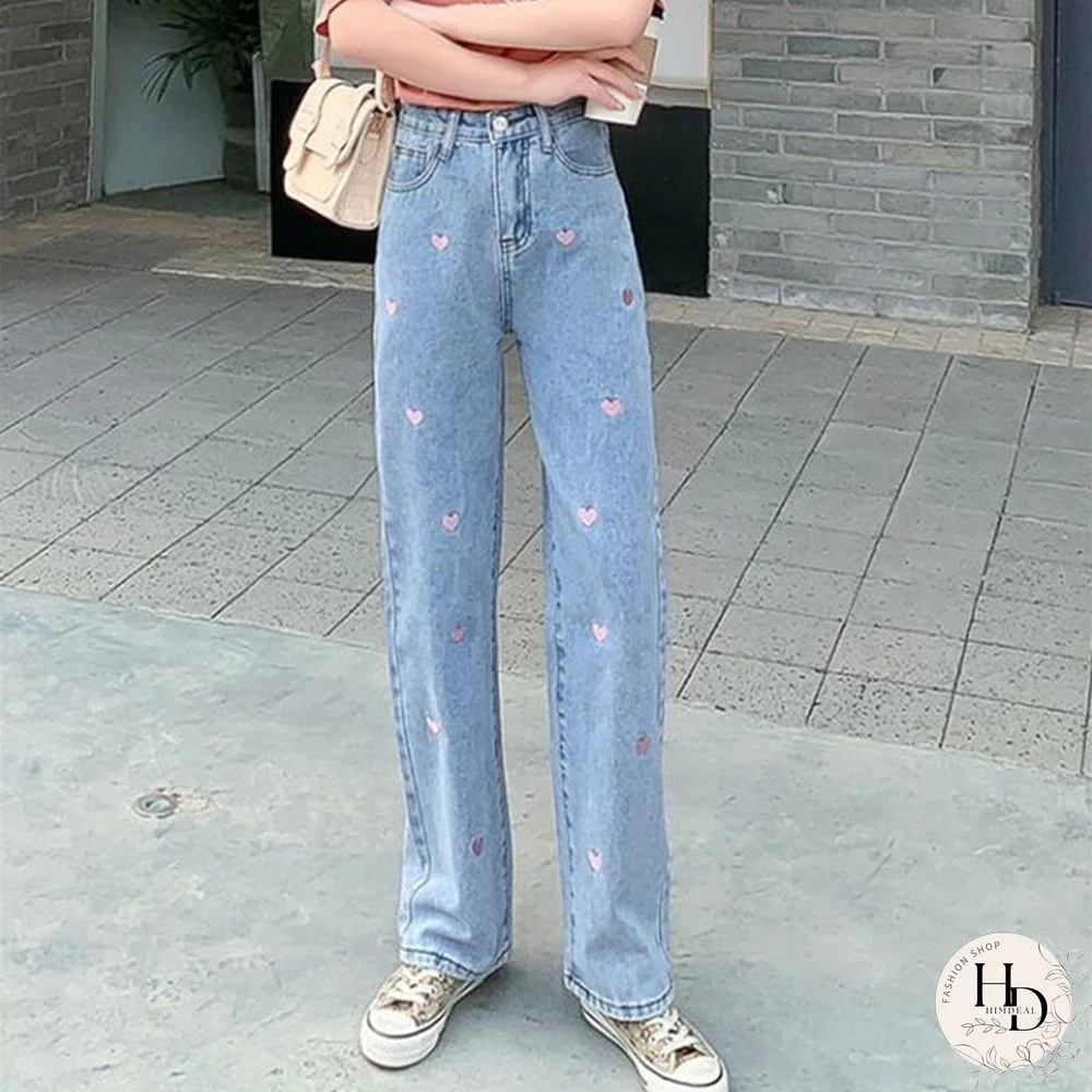 Woman Jeans High Waist Clothes Wide Leg Denim Clothing Blue Streetwear Vintage Quality Fashion Harajuku Straight Pants